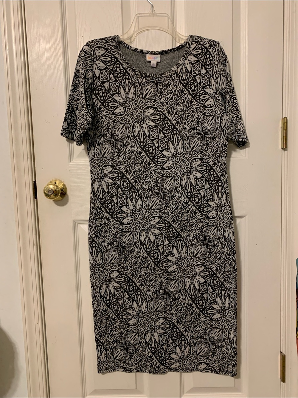 LuLaRoe LLR Black and White Printed Julia Midi Dress